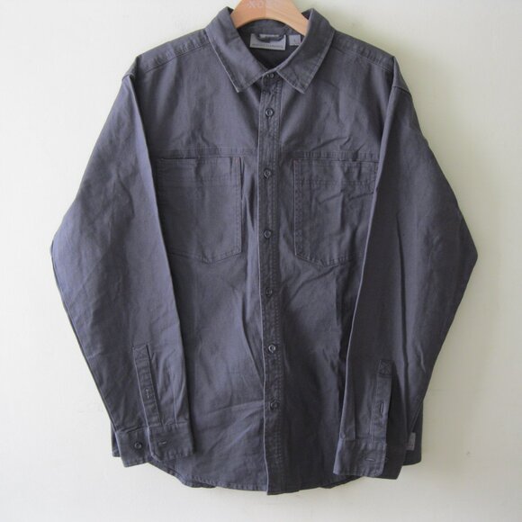 Rugged Elements men’s outdoor button down work Canvas shirt long sleeves gray, L - Picture 1 of 10